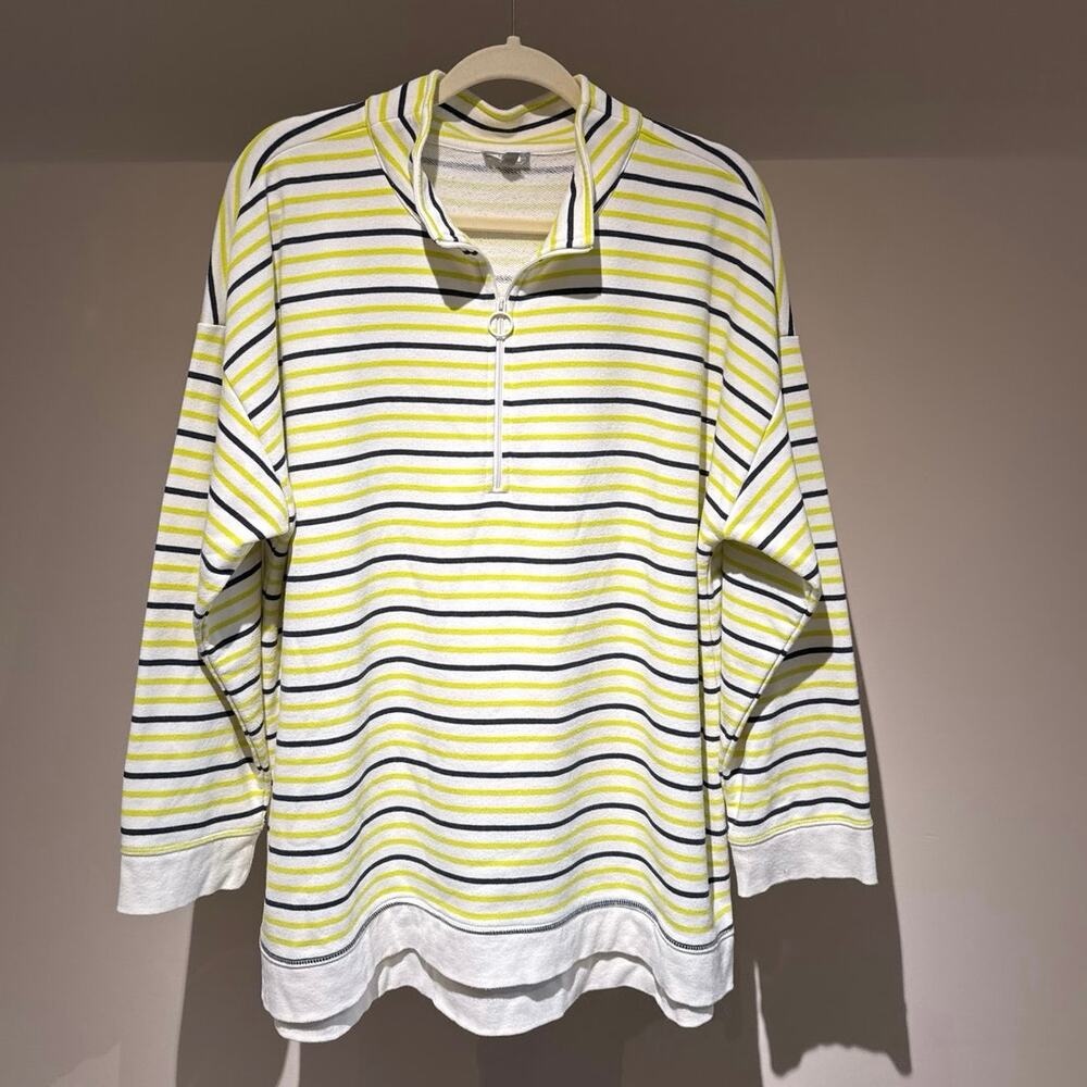 Talbots Navy and Yellow Mock Quarter Zip Pullover size 2X